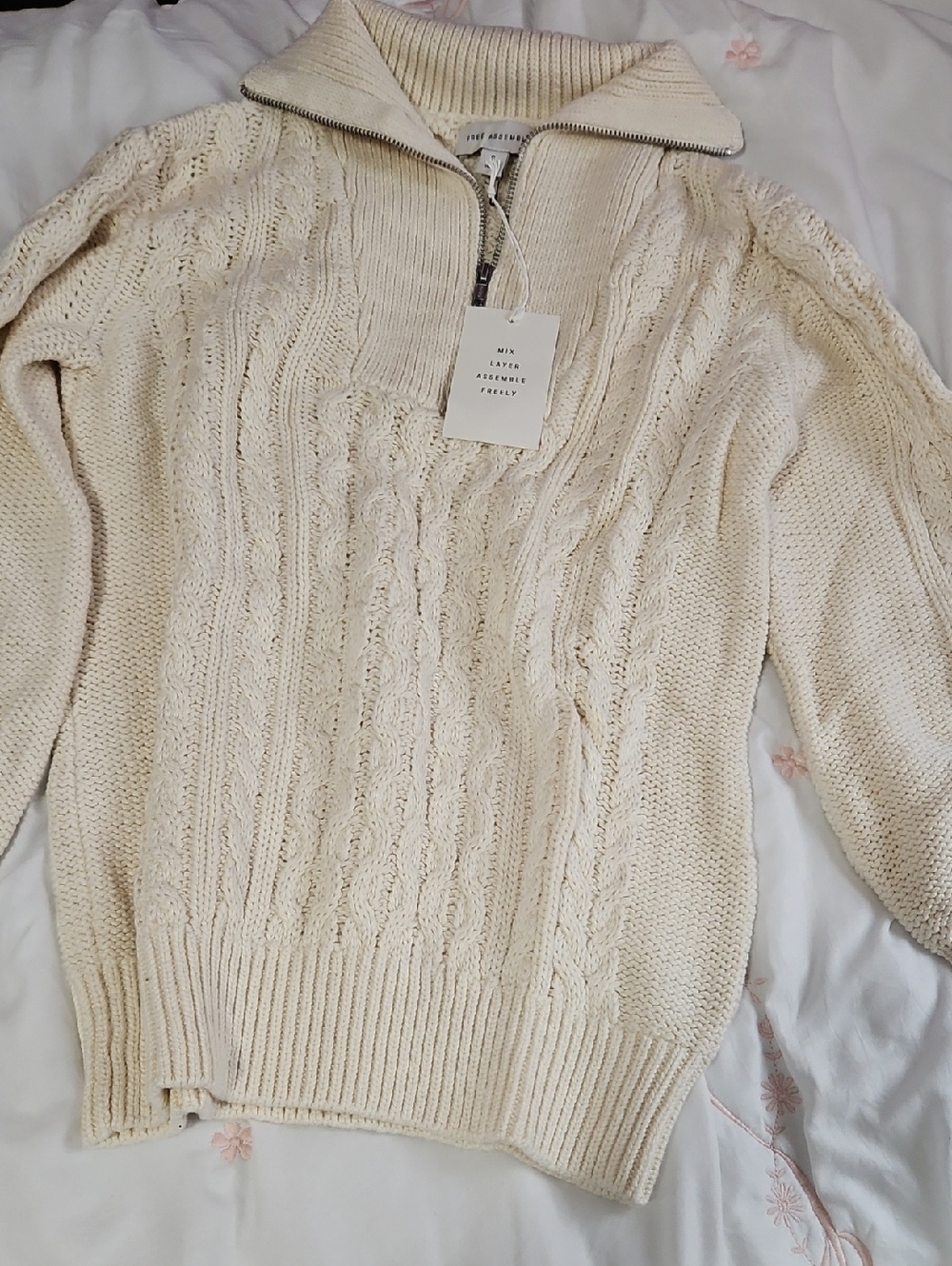 Free Assembly Cable Knit Half-Zip Sweater